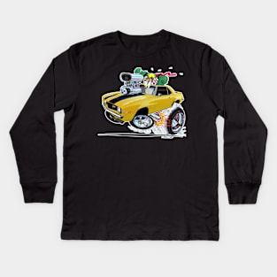 Z Rated 69 Camaro Yellow Kids Long Sleeve T-Shirt